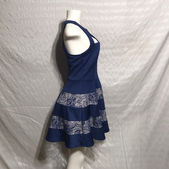 Trixxi Blue Lace Cage Sun Dress Dress Summer - Picture 3 of 8